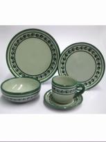 'Green Rim Paisley' 20 piece dinnerware set (4 people)