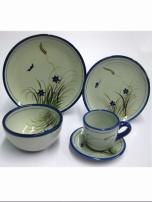 'Blue Rim Butterfly' 5 piece dinnerware set (1 person)