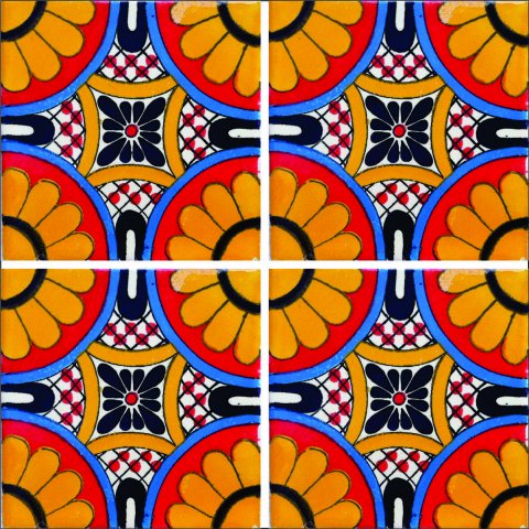 New Items / Talavera Tile 4x4 inch (90 pieces) - Style AZ006 / These beatiful handpainted Mexican Talavera tiles will give a colorful decorative touch to your bathrooms, vanities, window surrounds, fireplaces and more.