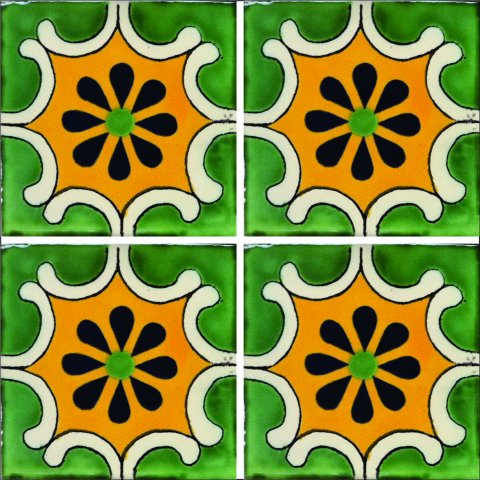 New Items / Talavera Tile 4x4 inch (90 pieces) - Style AZ008 / These beatiful handpainted Mexican Talavera tiles will give a colorful decorative touch to your bathrooms, vanities, window surrounds, fireplaces and more.