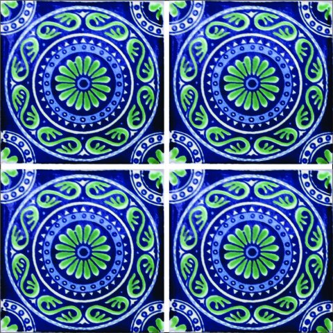 New Items / Talavera Tile 4x4 inch (90 pieces) - Style AZ009 / These beatiful handpainted Mexican Talavera tiles will give a colorful decorative touch to your bathrooms, vanities, window surrounds, fireplaces and more.