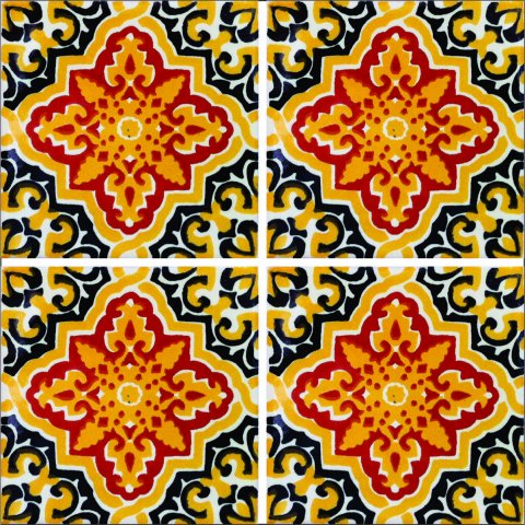 New Items / Talavera Tile 4x4 inch (90 pieces) - Style AZ011 / These beatiful handpainted Mexican Talavera tiles will give a colorful decorative touch to your bathrooms, vanities, window surrounds, fireplaces and more.
