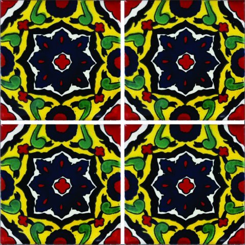 New Items / Talavera Tile 4x4 inch (90 pieces) - Style AZ013 / These beatiful handpainted Mexican Talavera tiles will give a colorful decorative touch to your bathrooms, vanities, window surrounds, fireplaces and more.