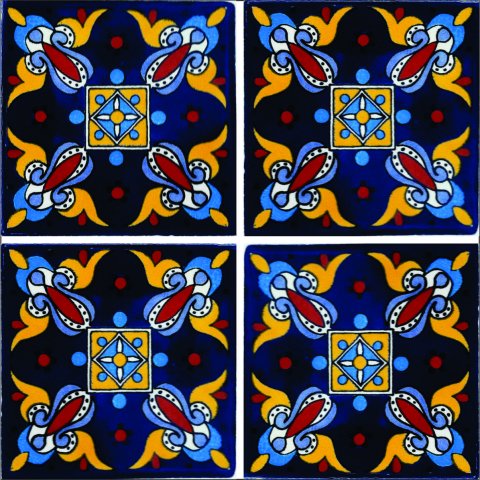New Items / Talavera Tile 4x4 inch (90 pieces) - Style AZ016 / These beatiful handpainted Mexican Talavera tiles will give a colorful decorative touch to your bathrooms, vanities, window surrounds, fireplaces and more.