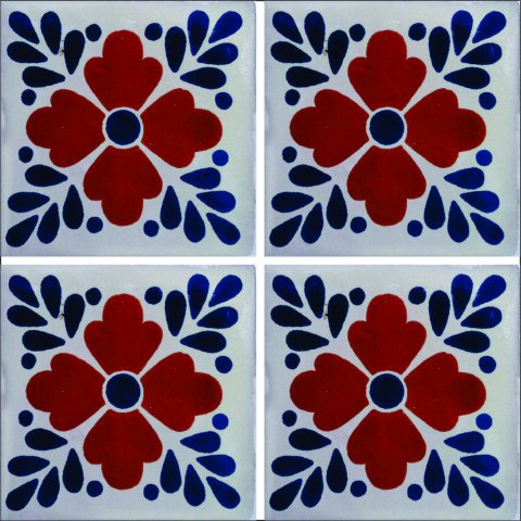 New Items / Talavera Tile 4x4 inch (90 pieces) - Style AZ019 / These beatiful handpainted Mexican Talavera tiles will give a colorful decorative touch to your bathrooms, vanities, window surrounds, fireplaces and more.