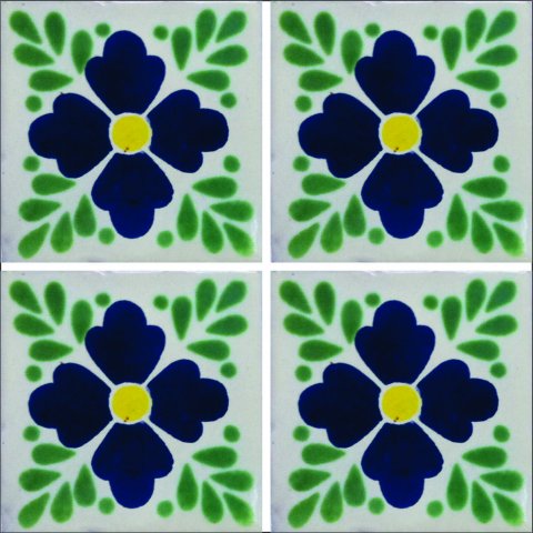 New Items / Talavera Tile 4x4 inch (90 pieces) - Style AZ020 / These beatiful handpainted Mexican Talavera tiles will give a colorful decorative touch to your bathrooms, vanities, window surrounds, fireplaces and more.
