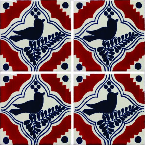 New Items / Talavera Tile 4x4 inch (90 pieces) - Style AZ023 / These beatiful handpainted Mexican Talavera tiles will give a colorful decorative touch to your bathrooms, vanities, window surrounds, fireplaces and more.
