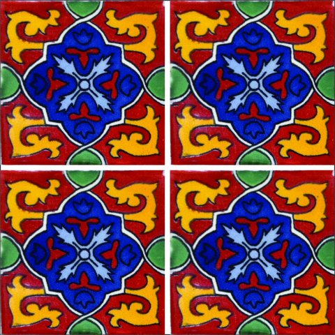 New Items / Talavera Tile 4x4 inch (90 pieces) - Style AZ026 / These beatiful handpainted Mexican Talavera tiles will give a colorful decorative touch to your bathrooms, vanities, window surrounds, fireplaces and more.