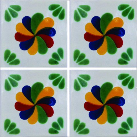 New Items / Talavera Tile 4x4 inch (90 pieces) - Style AZ027 / These beatiful handpainted Mexican Talavera tiles will give a colorful decorative touch to your bathrooms, vanities, window surrounds, fireplaces and more.