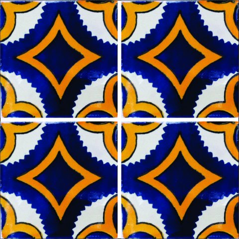 New Items / Talavera Tile 4x4 inch (90 pieces) - Style AZ031 / These beatiful handpainted Mexican Talavera tiles will give a colorful decorative touch to your bathrooms, vanities, window surrounds, fireplaces and more.
