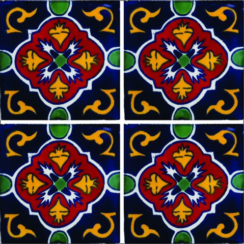 New Items / Talavera Tile 4x4 inch (90 pieces) - Style AZ037 / These beatiful handpainted Mexican Talavera tiles will give a colorful decorative touch to your bathrooms, vanities, window surrounds, fireplaces and more.