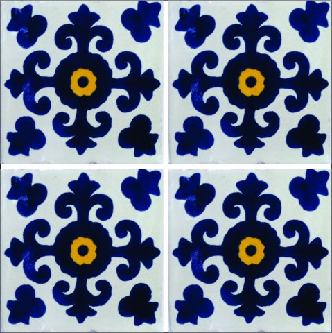 New Items / Talavera Tile 4x4 inch (90 pieces) - Style AZ038 / These beatiful handpainted Mexican Talavera tiles will give a colorful decorative touch to your bathrooms, vanities, window surrounds, fireplaces and more.
