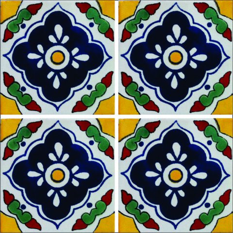 New Items / Talavera Tile 4x4 inch (90 pieces) - Style AZ043 / These beatiful handpainted Mexican Talavera tiles will give a colorful decorative touch to your bathrooms, vanities, window surrounds, fireplaces and more.