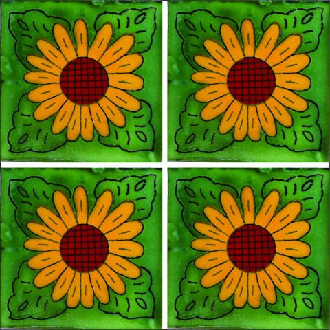 New Items / Talavera Tile 4x4 inch (90 pieces) - Style AZ048 / These beatiful handpainted Mexican Talavera tiles will give a colorful decorative touch to your bathrooms, vanities, window surrounds, fireplaces and more.