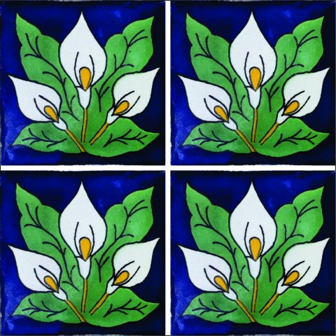 New Items / Talavera Tile 4x4 inch (90 pieces) - Style AZ050 / These beatiful handpainted Mexican Talavera tiles will give a colorful decorative touch to your bathrooms, vanities, window surrounds, fireplaces and more.