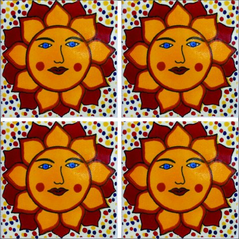 New Items / Talavera Tile 4x4 inch (90 pieces) - Style AZ056 / These beatiful handpainted Mexican Talavera tiles will give a colorful decorative touch to your bathrooms, vanities, window surrounds, fireplaces and more.
