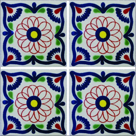 New Items / Talavera Tile 4x4 inch (90 pieces) - Style AZ060 / These beatiful handpainted Mexican Talavera tiles will give a colorful decorative touch to your bathrooms, vanities, window surrounds, fireplaces and more.