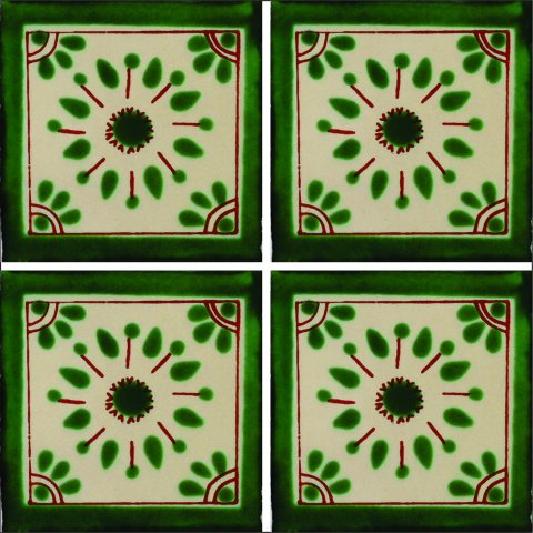 New Items / Talavera Tile 4x4 inch (90 pieces) - Style AZ063 / These beatiful handpainted Mexican Talavera tiles will give a colorful decorative touch to your bathrooms, vanities, window surrounds, fireplaces and more.