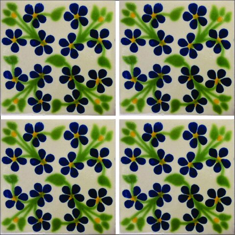 New Items / Talavera Tile 4x4 inch (90 pieces) - Style AZ064 / These beatiful handpainted Mexican Talavera tiles will give a colorful decorative touch to your bathrooms, vanities, window surrounds, fireplaces and more.