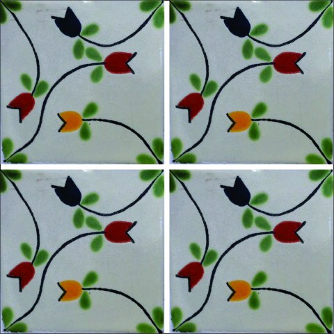 New Items / Talavera Tile 4x4 inch (90 pieces) - Style AZ071 / These beatiful handpainted Mexican Talavera tiles will give a colorful decorative touch to your bathrooms, vanities, window surrounds, fireplaces and more.