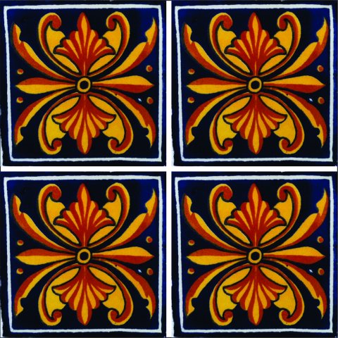 New Items / Talavera Tile 4x4 inch (90 pieces) - Style AZ073 / These beatiful handpainted Mexican Talavera tiles will give a colorful decorative touch to your bathrooms, vanities, window surrounds, fireplaces and more.