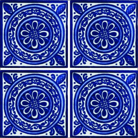 New Items / Talavera Tile 4x4 inch (90 pieces) - Style AZ079 / These beatiful handpainted Mexican Talavera tiles will give a colorful decorative touch to your bathrooms, vanities, window surrounds, fireplaces and more.