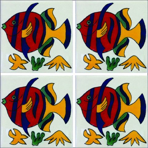 New Items / Talavera Tile 4x4 inch (90 pieces) - Style AZ082 / These beatiful handpainted Mexican Talavera tiles will give a colorful decorative touch to your bathrooms, vanities, window surrounds, fireplaces and more.