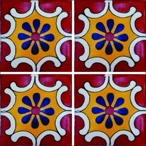 New Items / Talavera Tile 4x4 inch (90 pieces) - Style AZ084 / These beatiful handpainted Mexican Talavera tiles will give a colorful decorative touch to your bathrooms, vanities, window surrounds, fireplaces and more.