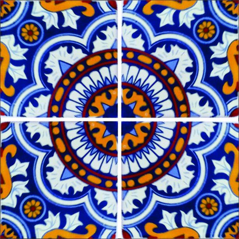 New Items / Talavera Tile 4x4 inch (90 pieces) - Style AZ085 / These beatiful handpainted Mexican Talavera tiles will give a colorful decorative touch to your bathrooms, vanities, window surrounds, fireplaces and more.