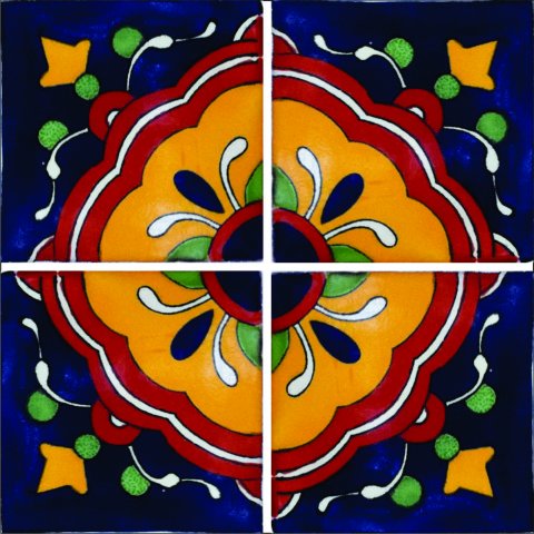 New Items / Talavera Tile 4x4 inch (90 pieces) - Style AZ088 / These beatiful handpainted Mexican Talavera tiles will give a colorful decorative touch to your bathrooms, vanities, window surrounds, fireplaces and more.