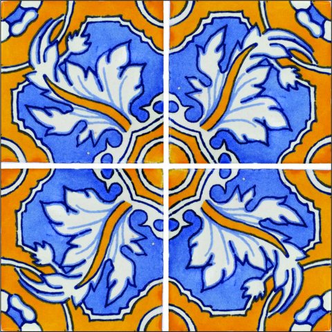 New Items / Talavera Tile 4x4 inch (90 pieces) - Style AZ089 / These beatiful handpainted Mexican Talavera tiles will give a colorful decorative touch to your bathrooms, vanities, window surrounds, fireplaces and more.