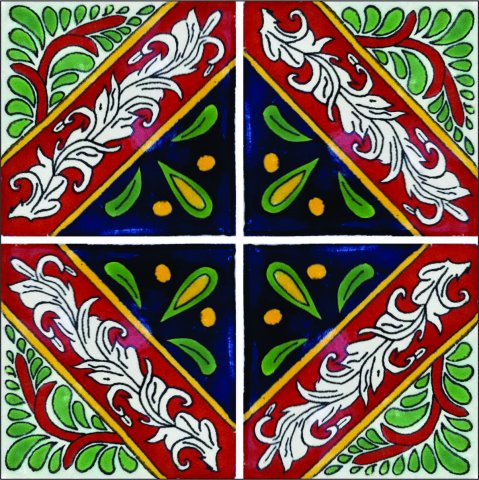 New Items / Talavera Tile 4x4 inch (90 pieces) - Style AZ090 / These beatiful handpainted Mexican Talavera tiles will give a colorful decorative touch to your bathrooms, vanities, window surrounds, fireplaces and more.