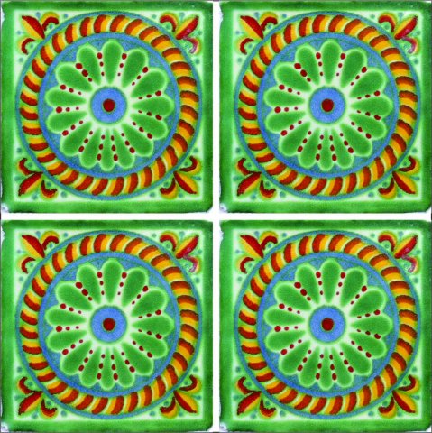 Novedades / Azulejos de Talavera 10x10cms (90 piezas) - Estilo AZ092 / Estos hermosos azulejos de Talavera le daran un toque de color a sus baos, lacabos, ventanas, chimeneas y ms.