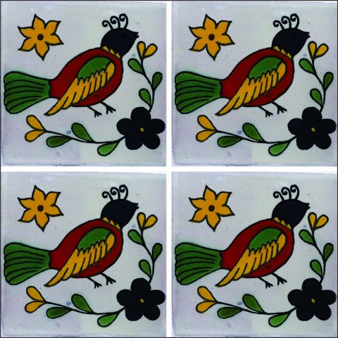 New Items / Talavera Tile 4x4 inch (90 pieces) - Style AZ093 / These beatiful handpainted Mexican Talavera tiles will give a colorful decorative touch to your bathrooms, vanities, window surrounds, fireplaces and more.