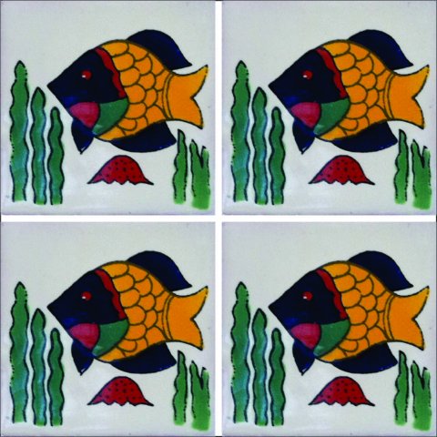 New Items / Talavera Tile 4x4 inch (90 pieces) - Style AZ097 / These beatiful handpainted Mexican Talavera tiles will give a colorful decorative touch to your bathrooms, vanities, window surrounds, fireplaces and more.