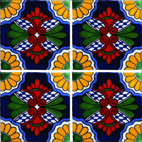 New Items / Talavera Tile 4x4 inch (90 pieces) - Style AZ104 / These beatiful handpainted Mexican Talavera tiles will give a colorful decorative touch to your bathrooms, vanities, window surrounds, fireplaces and more.