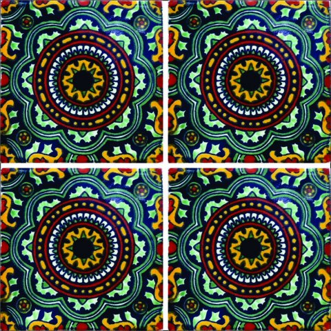 New Items / Talavera Tile 4x4 inch (90 pieces) - Style AZ112 / These beatiful handpainted Mexican Talavera tiles will give a colorful decorative touch to your bathrooms, vanities, window surrounds, fireplaces and more.