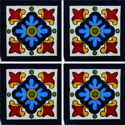 New Items / Talavera Tile 4x4 inch (90 pieces) - Style AZ120 / These beatiful handpainted Mexican Talavera tiles will give a colorful decorative touch to your bathrooms, vanities, window surrounds, fireplaces and more.