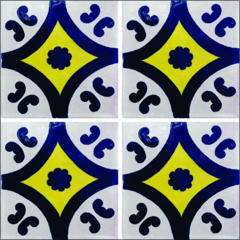 New Items / Talavera Tile 4x4 inch (90 pieces) - Style AZ121 / These beatiful handpainted Mexican Talavera tiles will give a colorful decorative touch to your bathrooms, vanities, window surrounds, fireplaces and more.