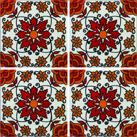New Items / Talavera Tile 4x4 inch (90 pieces) - Style AZ125 / These beatiful handpainted Mexican Talavera tiles will give a colorful decorative touch to your bathrooms, vanities, window surrounds, fireplaces and more.