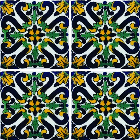 New Items / Talavera Tile 4x4 inch (90 pieces) - Style AZ126 / These beatiful handpainted Mexican Talavera tiles will give a colorful decorative touch to your bathrooms, vanities, window surrounds, fireplaces and more.
