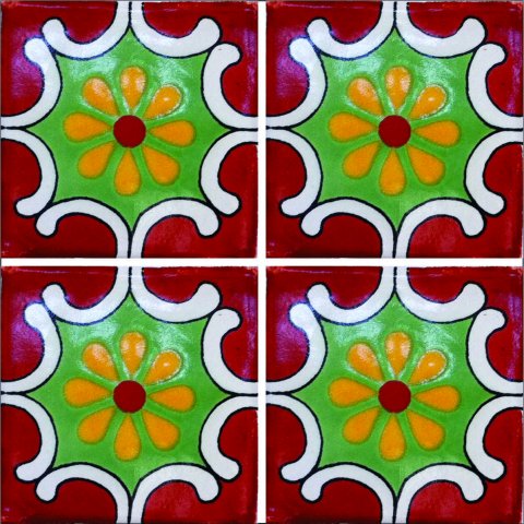New Items / Talavera Tile 4x4 inch (90 pieces) - Style AZ129 / These beatiful handpainted Mexican Talavera tiles will give a colorful decorative touch to your bathrooms, vanities, window surrounds, fireplaces and more.