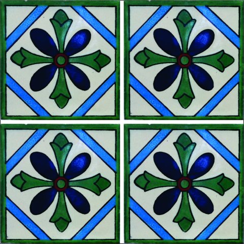 New Items / Talavera Tile 4x4 inch (90 pieces) - Style AZ132 / These beatiful handpainted Mexican Talavera tiles will give a colorful decorative touch to your bathrooms, vanities, window surrounds, fireplaces and more.