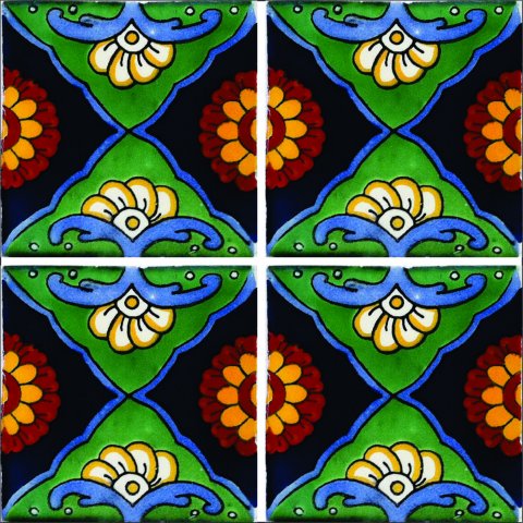 New Items / Talavera Tile 4x4 inch (90 pieces) - Style AZ133 / These beatiful handpainted Mexican Talavera tiles will give a colorful decorative touch to your bathrooms, vanities, window surrounds, fireplaces and more.