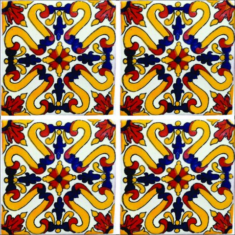 New Items / Talavera Tile 4x4 inch (90 pieces) - Style AZ141 / These beatiful handpainted Mexican Talavera tiles will give a colorful decorative touch to your bathrooms, vanities, window surrounds, fireplaces and more.