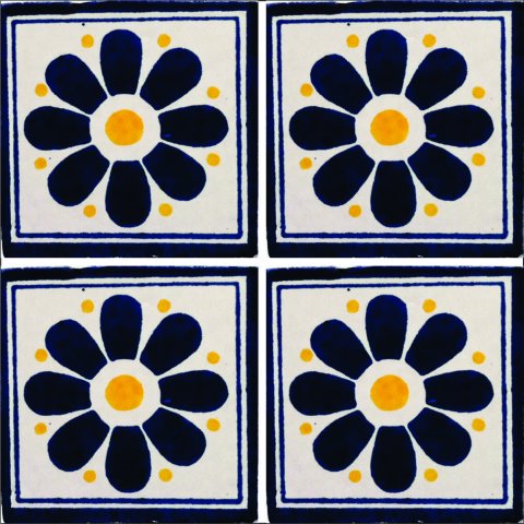 New Items / Talavera Tile 4x4 inch (90 pieces) - Style AZ146 / These beatiful handpainted Mexican Talavera tiles will give a colorful decorative touch to your bathrooms, vanities, window surrounds, fireplaces and more.