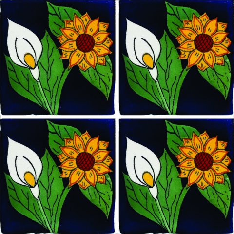 New Items / Talavera Tile 4x4 inch (90 pieces) - Style AZ148 / These beatiful handpainted Mexican Talavera tiles will give a colorful decorative touch to your bathrooms, vanities, window surrounds, fireplaces and more.