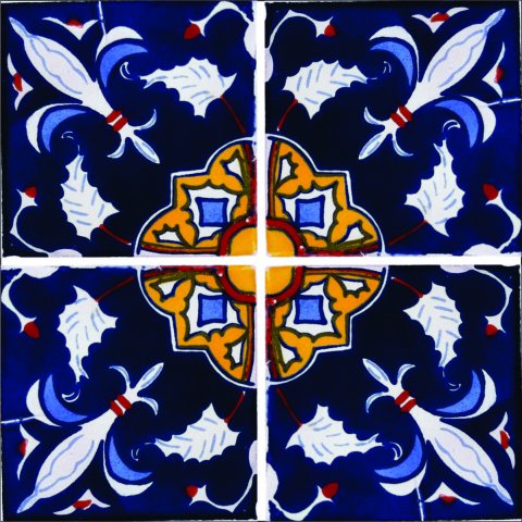 New Items / Talavera Tile 4x4 inch (90 pieces) - Style AZ152 / These beatiful handpainted Mexican Talavera tiles will give a colorful decorative touch to your bathrooms, vanities, window surrounds, fireplaces and more.