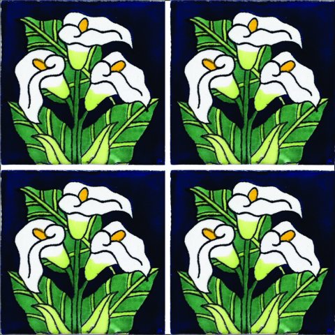 New Items / Talavera Tile 4x4 inch (90 pieces) - Style AZ153 / These beatiful handpainted Mexican Talavera tiles will give a colorful decorative touch to your bathrooms, vanities, window surrounds, fireplaces and more.
