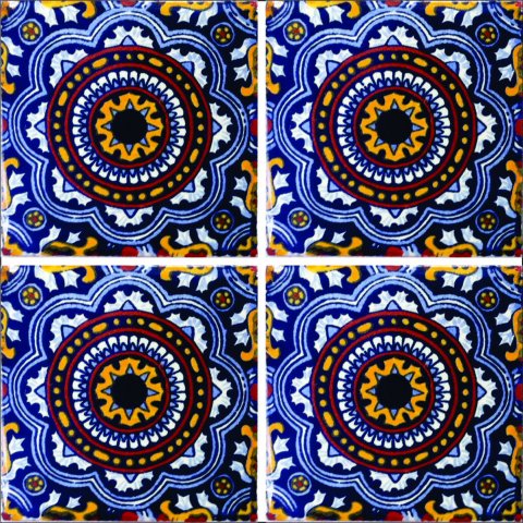 New Items / Talavera Tile 4x4 inch (90 pieces) - Style AZ154 / These beatiful handpainted Mexican Talavera tiles will give a colorful decorative touch to your bathrooms, vanities, window surrounds, fireplaces and more.